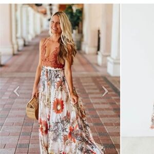 EUC Chicwish Red Floral Blossom Maxi Skirt, Size XL/XXL, Only worn once.